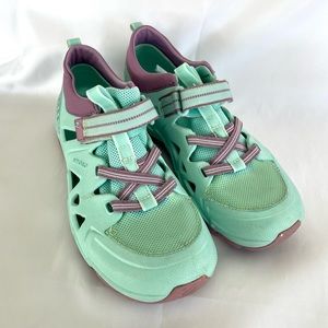Merrell Hydro 2.0 Trail Shoe Sz 4 Kids WORN 1x Mint Green/Purple EUC
